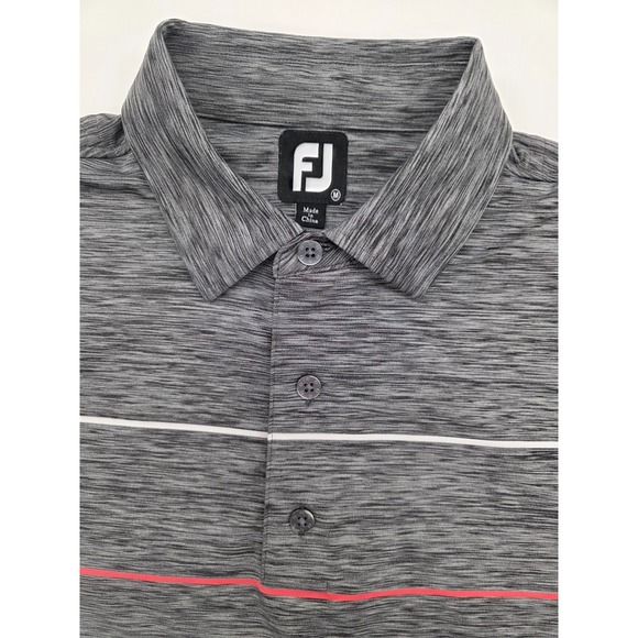 Footjoy Deerwood Country Club Gray Heather Stripe Golf Polo Shirt - M - Picture 6 of 9